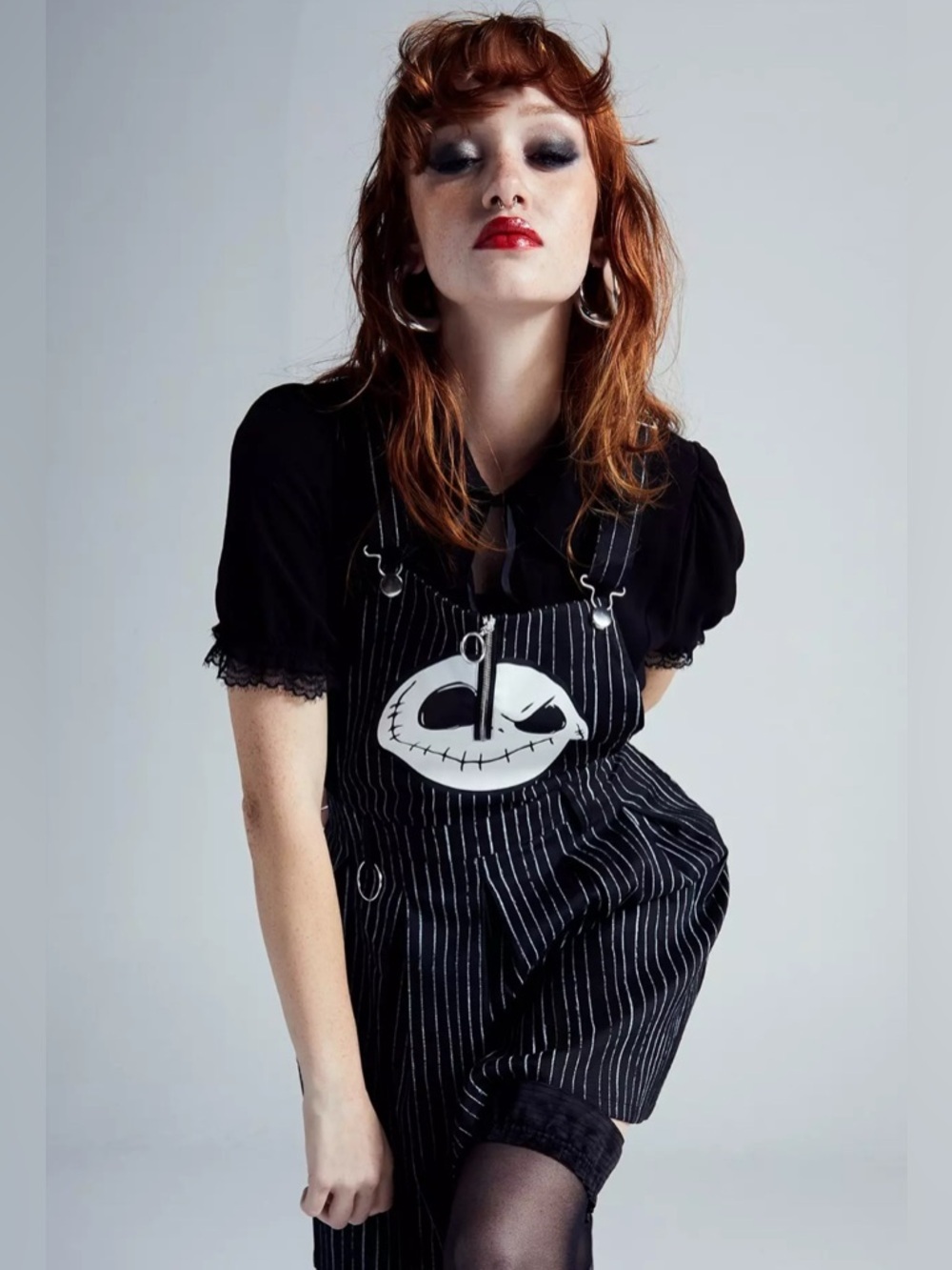 Her Universe The Nightmare Before Christmas Jack Pinstripe Overalls Skirtall XS